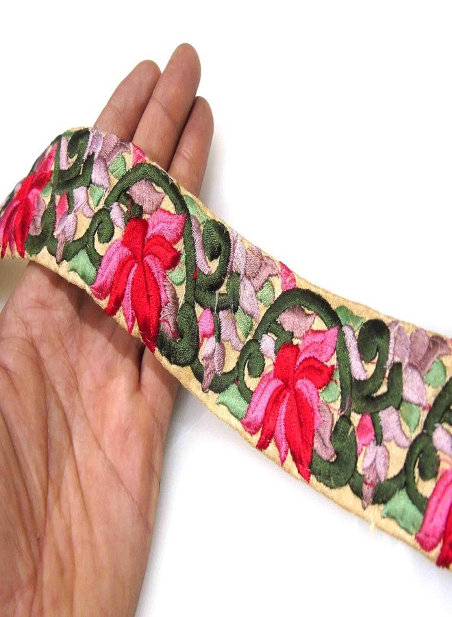 Strala Multicolor Laces for Dresses, Sarees, Lehenga, Suits, Bags, Decorations, Borders, Crafts and Home Décor,Blouse (3 mtr) Design-822.1 (Multicolor Red) - Image 1